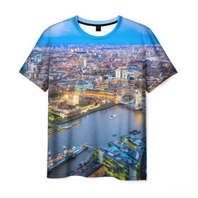 Мужская футболка 3D с принтом Лондон в Санкт-Петербурге, 100% полиэфир | прямой крой, круглый вырез горловины, длина до линии бедер | england | london | англия | великобритания | город | европа | королевство | лондон | мегаполис | путешествие | столица | туризм