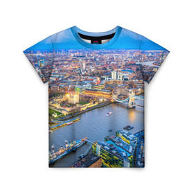 Детская футболка 3D с принтом Лондон в Санкт-Петербурге, 100% гипоаллергенный полиэфир | прямой крой, круглый вырез горловины, длина до линии бедер, чуть спущенное плечо, ткань немного тянется | Тематика изображения на принте: england | london | англия | великобритания | город | европа | королевство | лондон | мегаполис | путешествие | столица | туризм