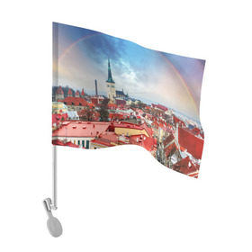 Флаг для автомобиля с принтом Таллин (Эстония) в Санкт-Петербурге, 100% полиэстер | Размер: 30*21 см | estonia | tallin | город | европа | путешествие | таллин | туризм | эстония