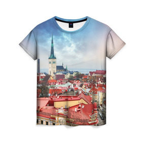 Женская футболка 3D с принтом Таллин (Эстония) в Санкт-Петербурге, 100% полиэфир ( синтетическое хлопкоподобное полотно) | прямой крой, круглый вырез горловины, длина до линии бедер | estonia | tallin | город | европа | путешествие | таллин | туризм | эстония