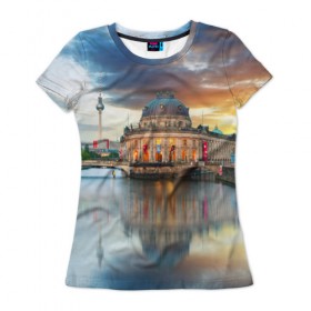 Женская футболка 3D с принтом Берлин (Германия) в Санкт-Петербурге, 100% полиэфир ( синтетическое хлопкоподобное полотно) | прямой крой, круглый вырез горловины, длина до линии бедер | germany | берлин | германия | путешествие