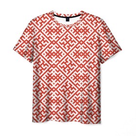 Мужская футболка 3D с принтом Духобор (Обережная Вышивка) в Санкт-Петербурге, 100% полиэфир | прямой крой, круглый вырез горловины, длина до линии бедер | орнамент | русь | узоры