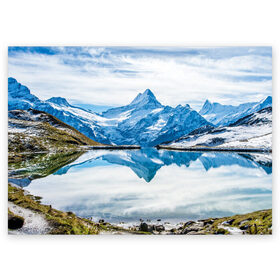 Поздравительная открытка с принтом Альпы в Санкт-Петербурге, 100% бумага | плотность бумаги 280 г/м2, матовая, на обратной стороне линовка и место для марки
 | австрия | альпийские горы | альпийский хребет | альпы | германия | горное озеро | горные лыжи | европа | италия | лихтенштейн | пейзаж | природа | словения | сноуборд | франция | швейцария