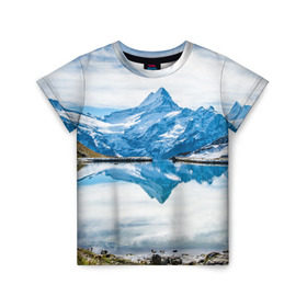 Детская футболка 3D с принтом Альпы в Санкт-Петербурге, 100% гипоаллергенный полиэфир | прямой крой, круглый вырез горловины, длина до линии бедер, чуть спущенное плечо, ткань немного тянется | Тематика изображения на принте: австрия | альпийские горы | альпийский хребет | альпы | германия | горное озеро | горные лыжи | европа | италия | лихтенштейн | пейзаж | природа | словения | сноуборд | франция | швейцария