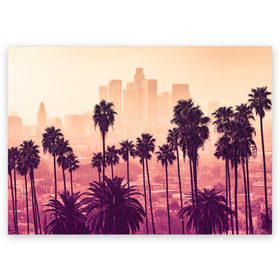 Поздравительная открытка с принтом Los Angeles в Санкт-Петербурге, 100% бумага | плотность бумаги 280 г/м2, матовая, на обратной стороне линовка и место для марки
 | california | la | los angeles | usa | америка | город ангелов | калифорния | лос анджелес | океан | отдых | отпуск | пальмы | путешествие | спорт | столица | сша | туризм | фитнес | штаты