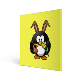 Холст квадратный с принтом Пасхальный пингвин в Санкт-Петербурге, 100% ПВХ |  | Тематика изображения на принте: весна | кролик | пасха | пингвин | праздники | яйцо