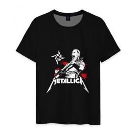 Мужская футболка хлопок с принтом Metallica в Санкт-Петербурге, 100% хлопок | прямой крой, круглый вырез горловины, длина до линии бедер, слегка спущенное плечо. | m | metallica | группа | джеймс хэтфилд | кирк хэмметт | ларс ульрих | метал | металика | металлика | миталика | музыка | роберт трухильо | рок | трэш | трэшметал | хард | хардрок | хеви | хевиметал