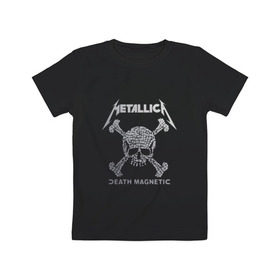 Детская футболка хлопок с принтом Metallica, death magnetic в Санкт-Петербурге, 100% хлопок | круглый вырез горловины, полуприлегающий силуэт, длина до линии бедер | metallica | джеймс хэтфилд | кирк хэмметт | ларс ульрих | металлика | роберт трухильо | рок группа