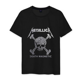 Мужская футболка хлопок с принтом Metallica, death magnetic в Санкт-Петербурге, 100% хлопок | прямой крой, круглый вырез горловины, длина до линии бедер, слегка спущенное плечо. | metallica | джеймс хэтфилд | кирк хэмметт | ларс ульрих | металлика | роберт трухильо | рок группа