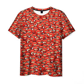 Мужская футболка 3D с принтом Угандийские Наклзы в Санкт-Петербурге, 100% полиэфир | прямой крой, круглый вырез горловины, длина до линии бедер | Тематика изображения на принте: sonic | ехидна | красный | мем | паттерн | персонаж | соник | толпа
