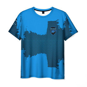 Мужская футболка 3D с принтом ARSENAL SPORT BLUE в Санкт-Петербурге, 100% полиэфир | прямой крой, круглый вырез горловины, длина до линии бедер | football | soccer | арсенал