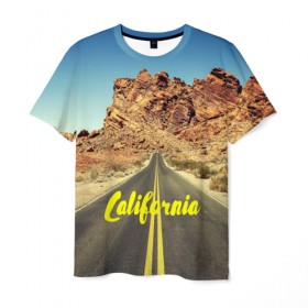 Мужская футболка 3D с принтом California collection в Санкт-Петербурге, 100% полиэфир | прямой крой, круглый вырез горловины, длина до линии бедер | Тематика изображения на принте: california | usa | америка | города | дороги | калифорния | природа | страны | сша