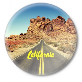 Значок с принтом California collection в Санкт-Петербурге,  металл | круглая форма, металлическая застежка в виде булавки | california | usa | америка | города | дороги | калифорния | природа | страны | сша