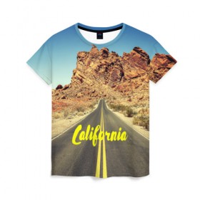 Женская футболка 3D с принтом California collection в Санкт-Петербурге, 100% полиэфир ( синтетическое хлопкоподобное полотно) | прямой крой, круглый вырез горловины, длина до линии бедер | california | usa | америка | города | дороги | калифорния | природа | страны | сша
