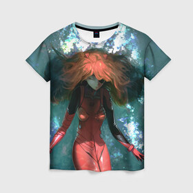 Женская футболка 3D с принтом Evangelion в Санкт-Петербурге, 100% полиэфир ( синтетическое хлопкоподобное полотно) | прямой крой, круглый вырез горловины, длина до линии бедер | anime | evangelion | neon genesis | rei ayanami | аниме | евангелион