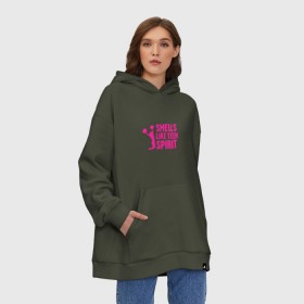 Худи SuperOversize хлопок с принтом Smells like teen spirit в Санкт-Петербурге, 70% хлопок, 30% полиэстер, мягкий начес внутри | карман-кенгуру, эластичная резинка на манжетах и по нижней кромке, двухслойный капюшон
 | cobain | kurt | nevermino | nirvana | альтернативный | гранж | грол | группа | дональд | кобейн | курт | музыка | надпись | нервана | нирвана | новоселич | певец | рок | смайл | смайлик | солист