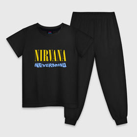 Детская пижама хлопок с принтом Nirvana nevermino в Санкт-Петербурге, 100% хлопок |  брюки и футболка прямого кроя, без карманов, на брюках мягкая резинка на поясе и по низу штанин
 | cobain | kurt | nevermino | nirvana | альтернативный | гранж | грол | группа | дональд | кобейн | курт | музыка | надпись | нервана | нирвана | новоселич | певец | рок | смайл | смайлик | солист