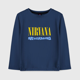 Детский лонгслив хлопок с принтом Nirvana nevermino в Санкт-Петербурге, 100% хлопок | круглый вырез горловины, полуприлегающий силуэт, длина до линии бедер | cobain | kurt | nevermino | nirvana | альтернативный | гранж | грол | группа | дональд | кобейн | курт | музыка | надпись | нервана | нирвана | новоселич | певец | рок | смайл | смайлик | солист