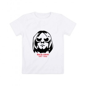 Детская футболка хлопок с принтом Kurt D. Cobain в Санкт-Петербурге, 100% хлопок | круглый вырез горловины, полуприлегающий силуэт, длина до линии бедер | 
