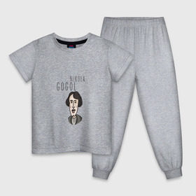 Детская пижама хлопок с принтом Николай Гоголь в Санкт-Петербурге, 100% хлопок |  брюки и футболка прямого кроя, без карманов, на брюках мягкая резинка на поясе и по низу штанин
 | 
