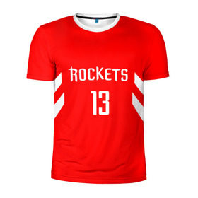 Мужская футболка 3D спортивная с принтом James Harden #13 в Санкт-Петербурге, 100% полиэстер с улучшенными характеристиками | приталенный силуэт, круглая горловина, широкие плечи, сужается к линии бедра | Тематика изображения на принте: hurden | nba | rockets | баскетбол | нба | харден | хьюстон рокетс