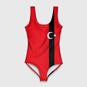 Купальник-боди 3D с принтом Турция лента в Санкт-Петербурге, 82% полиэстер, 18% эластан | Круглая горловина, круглый вырез на спине | tr | tur | анкара | герб | государство | знак | надпись | патриот | полосы | республика | символ | стамбул | страна | турецкая | турецкий | турки | турок | турция | турчанка | флаг | флага | цвета