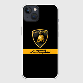 Чехол для iPhone 13 с принтом Lamborghini Automobili S.p.A. в Санкт-Петербурге,  |  | automobili | gallardo | lamborghini | murcielago | reventon | roadster | s.p.a. | авто | автомобиль | знак | ламборгини | ламборджини | ламборжини | лого | машина | символ | спорт | тачка | эмблема