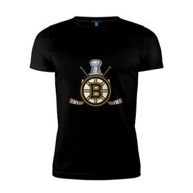 Мужская футболка премиум с принтом boston bruins в Санкт-Петербурге, 92% хлопок, 8% лайкра | приталенный силуэт, круглый вырез ворота, длина до линии бедра, короткий рукав | boston bruins | nhl | бостон брюинс | нхл | хоккей