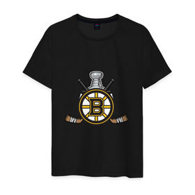 Мужская футболка хлопок с принтом boston bruins в Санкт-Петербурге, 100% хлопок | прямой крой, круглый вырез горловины, длина до линии бедер, слегка спущенное плечо. | boston bruins | nhl | бостон брюинс | нхл | хоккей