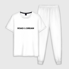 Мужская пижама хлопок с принтом Road to the dream. Black в Санкт-Петербурге, 100% хлопок | брюки и футболка прямого кроя, без карманов, на брюках мягкая резинка на поясе и по низу штанин
 | Тематика изображения на принте: мечта | мотивация | следуй за мечтой | спорт