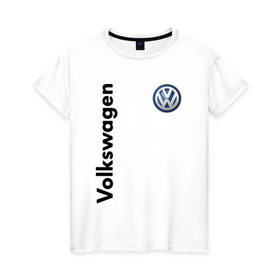 Женская футболка хлопок с принтом Volkswagen в Санкт-Петербурге, 100% хлопок | прямой крой, круглый вырез горловины, длина до линии бедер, слегка спущенное плечо | volkswagen | авто | автомобиль | вольксваген | лого | машина | фолькс ваген | фольксваген | эмблема