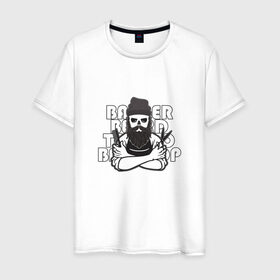 Мужская футболка хлопок с принтом Барбер бородач в Санкт-Петербурге, 100% хлопок | прямой крой, круглый вырез горловины, длина до линии бедер, слегка спущенное плечо. | 