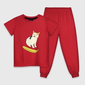 Детская пижама хлопок с принтом Cat no banana в Санкт-Петербурге, 100% хлопок |  брюки и футболка прямого кроя, без карманов, на брюках мягкая резинка на поясе и по низу штанин
 | Тематика изображения на принте: angry cat | banana | cat | no banana