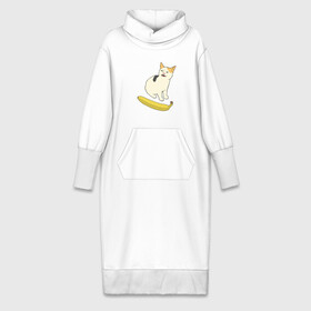 Платье удлиненное хлопок с принтом Cat no banana в Санкт-Петербурге,  |  | angry cat | banana | cat | no banana