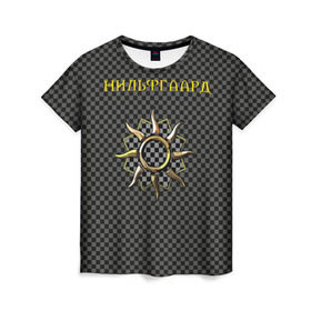 Женская футболка 3D с принтом Гвинт: нильфгаард в Санкт-Петербурге, 100% полиэфир ( синтетическое хлопкоподобное полотно) | прямой крой, круглый вырез горловины, длина до линии бедер | Тематика изображения на принте: ведьмак | гвинт | нильфгаард | черное солнце | эмгыр