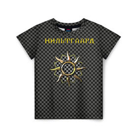 Детская футболка 3D с принтом Гвинт: нильфгаард в Санкт-Петербурге, 100% гипоаллергенный полиэфир | прямой крой, круглый вырез горловины, длина до линии бедер, чуть спущенное плечо, ткань немного тянется | Тематика изображения на принте: ведьмак | гвинт | нильфгаард | черное солнце | эмгыр