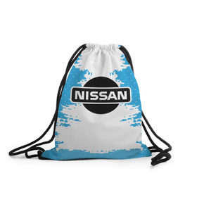 Рюкзак-мешок 3D с принтом Nissan в Санкт-Петербурге, 100% полиэстер | плотность ткани — 200 г/м2, размер — 35 х 45 см; лямки — толстые шнурки, застежка на шнуровке, без карманов и подкладки | motor | nissan | авто | лого | машина | ниссан | тачка