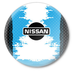 Значок с принтом Nissan в Санкт-Петербурге,  металл | круглая форма, металлическая застежка в виде булавки | motor | nissan | авто | лого | машина | ниссан | тачка