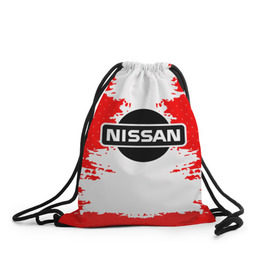 Рюкзак-мешок 3D с принтом Nissan в Санкт-Петербурге, 100% полиэстер | плотность ткани — 200 г/м2, размер — 35 х 45 см; лямки — толстые шнурки, застежка на шнуровке, без карманов и подкладки | motor | nissan | авто | лого | машина | ниссан | тачка