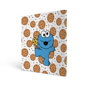 Холст квадратный с принтом Cookie monster в Санкт-Петербурге, 100% ПВХ |  | Тематика изображения на принте: cookie | cookiemonster | delicious | eat | monster | yummy | еда | куки | кукимонстр | монстр | печенье | сладости | улица | улицасезам