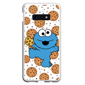 Чехол для Samsung S10E с принтом Cookie monster в Санкт-Петербурге, Силикон | Область печати: задняя сторона чехла, без боковых панелей | cookie | cookiemonster | delicious | eat | monster | yummy | еда | куки | кукимонстр | монстр | печенье | сладости | улица | улицасезам