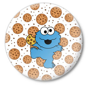 Значок с принтом Cookie monster в Санкт-Петербурге,  металл | круглая форма, металлическая застежка в виде булавки | cookie | cookiemonster | delicious | eat | monster | yummy | еда | куки | кукимонстр | монстр | печенье | сладости | улица | улицасезам