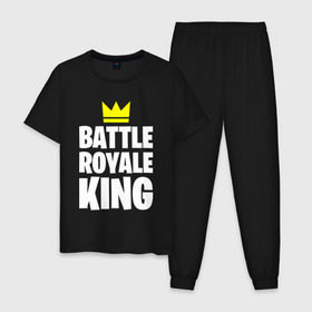 Мужская пижама хлопок с принтом Battle Royale King в Санкт-Петербурге, 100% хлопок | брюки и футболка прямого кроя, без карманов, на брюках мягкая резинка на поясе и по низу штанин
 | Тематика изображения на принте: 