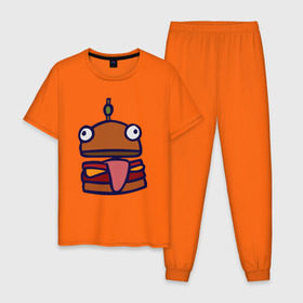 Мужская пижама хлопок с принтом Derp Burger в Санкт-Петербурге, 100% хлопок | брюки и футболка прямого кроя, без карманов, на брюках мягкая резинка на поясе и по низу штанин
 | fortnite | фортнайт