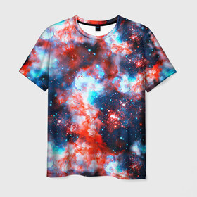 Мужская футболка 3D с принтом Звёздная туманность в Санкт-Петербурге, 100% полиэфир | прямой крой, круглый вырез горловины, длина до линии бедер | Тематика изображения на принте: abstractio | cosmos | nebula | space | star | universe | абстракция | вселенная | звезды | космос | мир | планеты