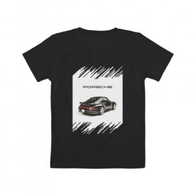 Детская футболка хлопок с принтом Porsche retro в Санкт-Петербурге, 100% хлопок | круглый вырез горловины, полуприлегающий силуэт, длина до линии бедер | auto | porsche | retro | авто | автомобиль | порш | порше | ретро