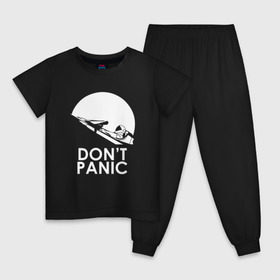 Детская пижама хлопок с принтом Dont Panic в Санкт-Петербурге, 100% хлопок |  брюки и футболка прямого кроя, без карманов, на брюках мягкая резинка на поясе и по низу штанин
 | elon musk | spacex | илон маск | космос | марс | спейс икс