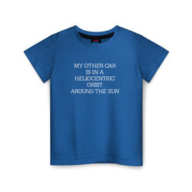Детская футболка хлопок с принтом Тесла в Космосе в Санкт-Петербурге, 100% хлопок | круглый вырез горловины, полуприлегающий силуэт, длина до линии бедер | elon musk | spacex | илон маск | космос | марс | спейс икс