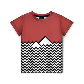 Детская футболка 3D с принтом Твин Пикс в Санкт-Петербурге, 100% гипоаллергенный полиэфир | прямой крой, круглый вырез горловины, длина до линии бедер, чуть спущенное плечо, ткань немного тянется | Тематика изображения на принте: twin peaks | абстракция | волны | горы | паттерн | скалы | твин пикс | треугольные горы