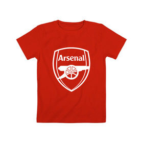 Детская футболка хлопок с принтом Arsenal FC в Санкт-Петербурге, 100% хлопок | круглый вырез горловины, полуприлегающий силуэт, длина до линии бедер | Тематика изображения на принте: arsenal | fc | арсенал | клуб | футбольный